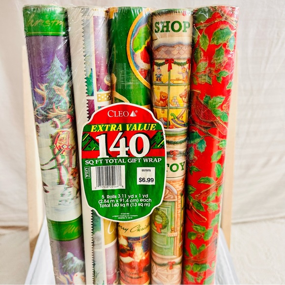 Vintage Holiday Vintage Cleo Christmas Wrapping Paper Rolls Set Of
